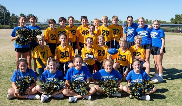 Football and cheerleader teams