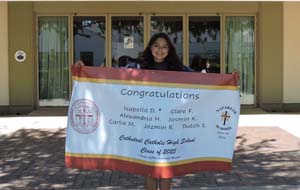 Isabella with her banner