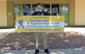 Alex with his banner