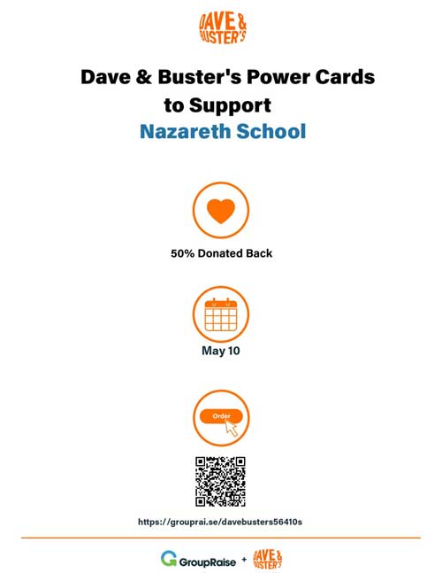 Dave and Busters fundraising flyer
