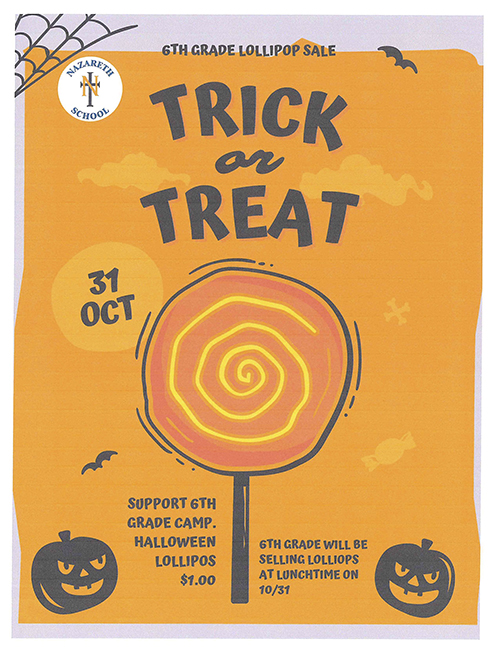 Sixth Grade Lollipops for Halloween flyer