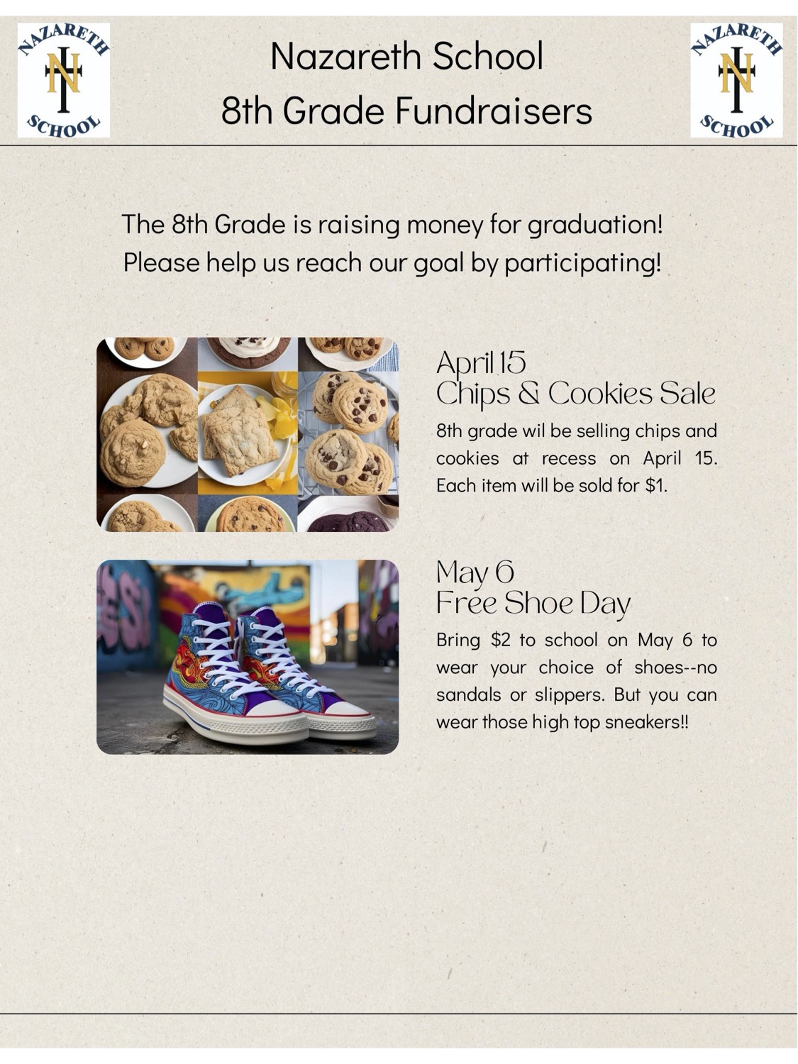 Eighth grade fundraiser flyer