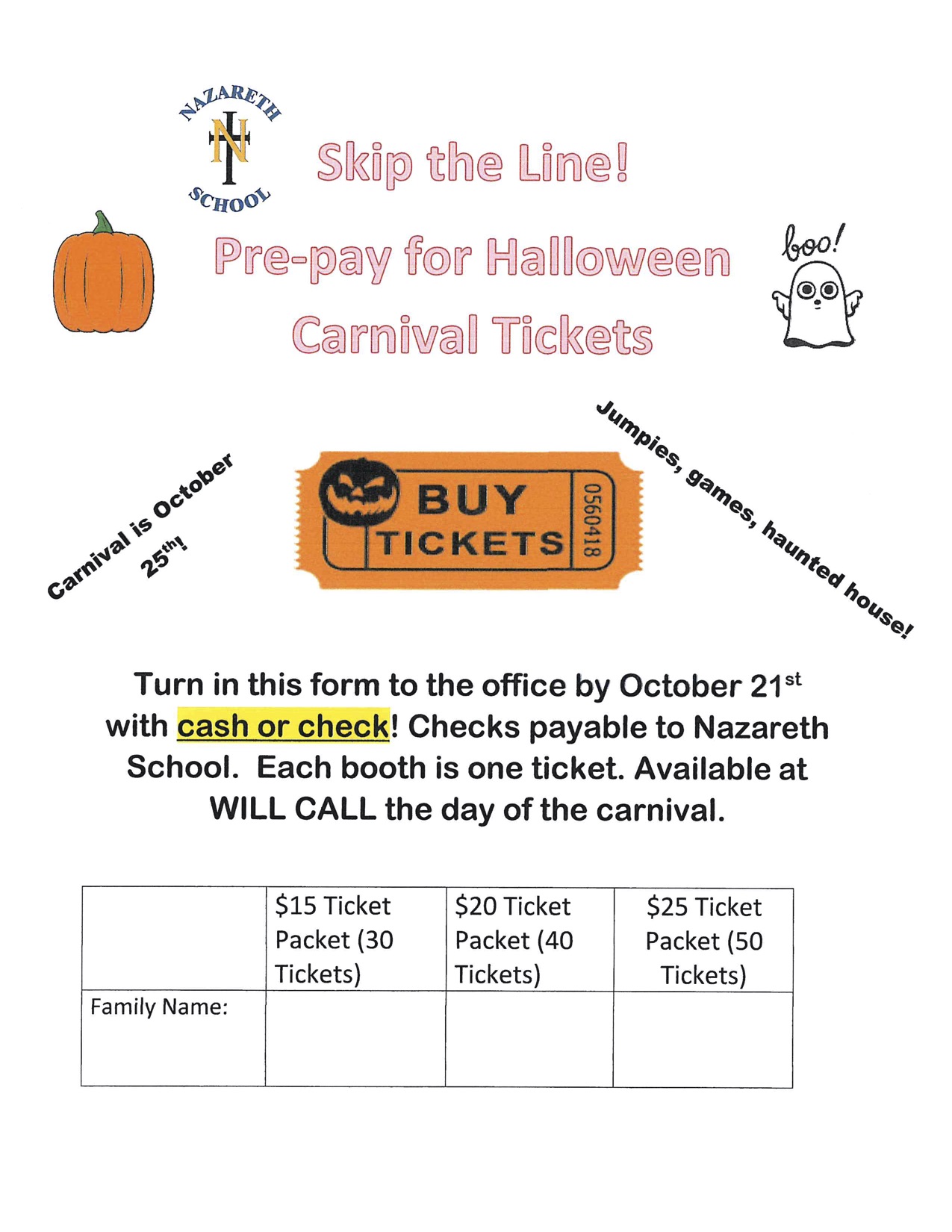 Halloween Carnival Tickets flyer