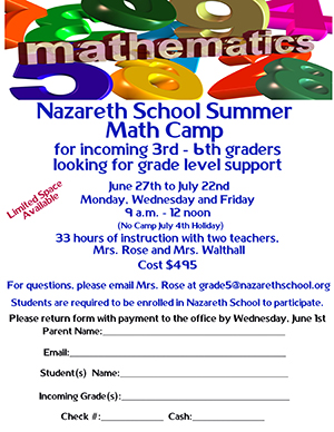 2023 Summer Math Camp Flyer