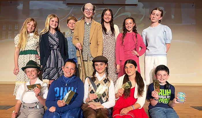 Group of student actors on stage